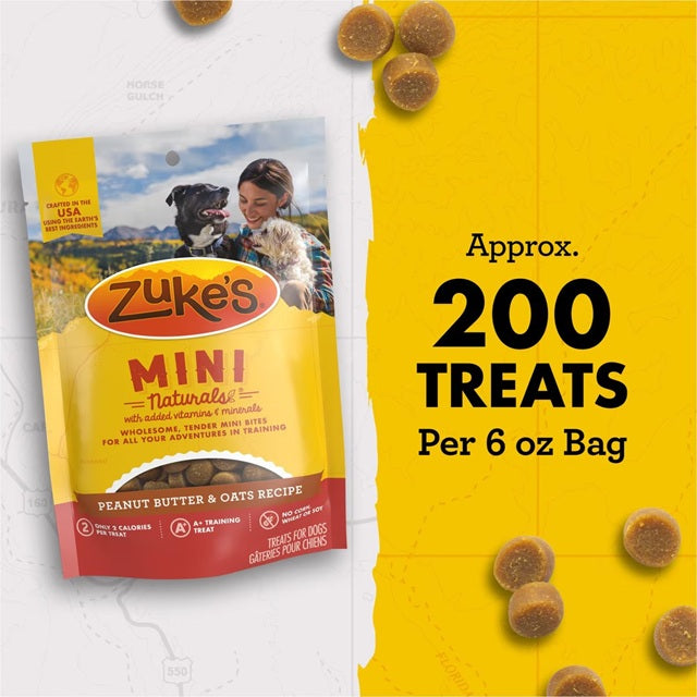 Zuke's Mini Naturals Peanut Butter & Oats Recipe Dog Treats 6 oz.