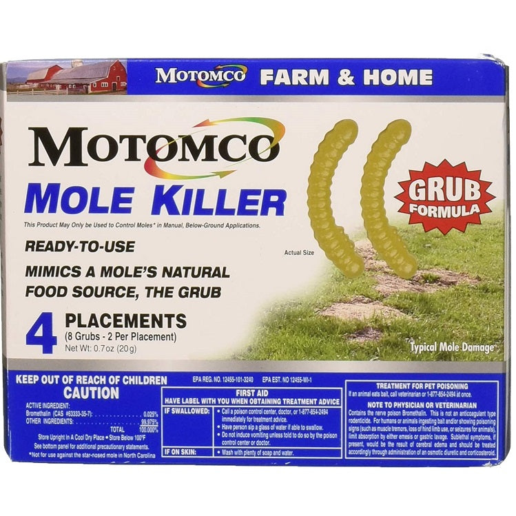 Motomco Mole Killer Grub Shaped Mole Bait