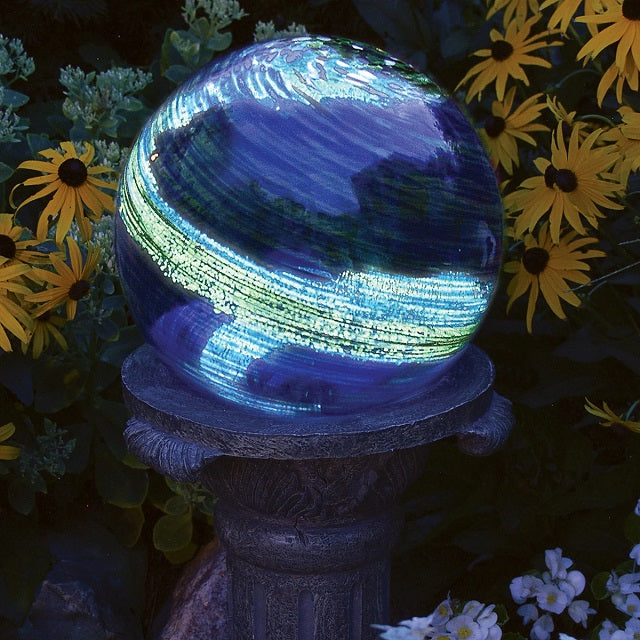 Echo Valley 10 in. Blue Swirl Illuminarie Gazing Globe