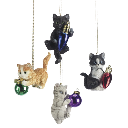 Kitten Playing Ornament, Assorted