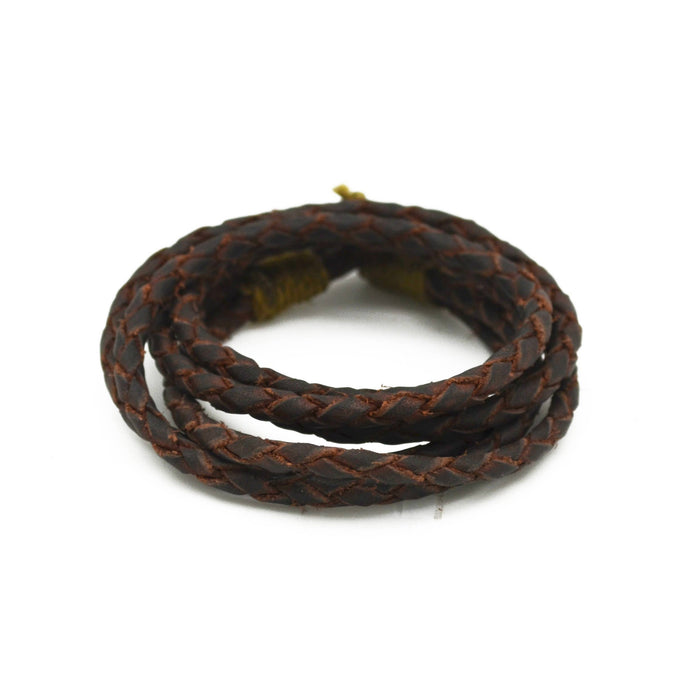 Aadi Brown Braided Leather Wrap Men's Bracelet B8006