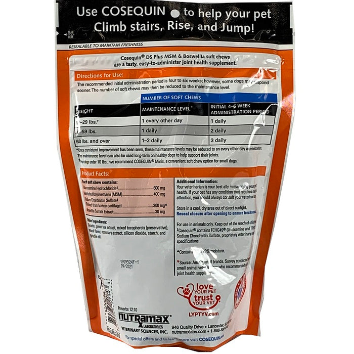 Cosequin® DS Maximum Strength Plus MSM & Boswellia Soft Chews- 60 Count