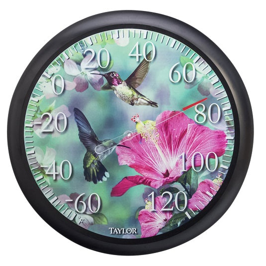Taylor Precision 13.25" Dial Thermometer, Hummingbirds Bouquet 6708N