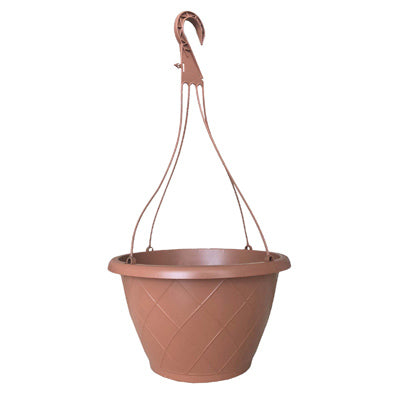 Hanging Basket With Saucer, Light Terra Cotta Plastic, 12"