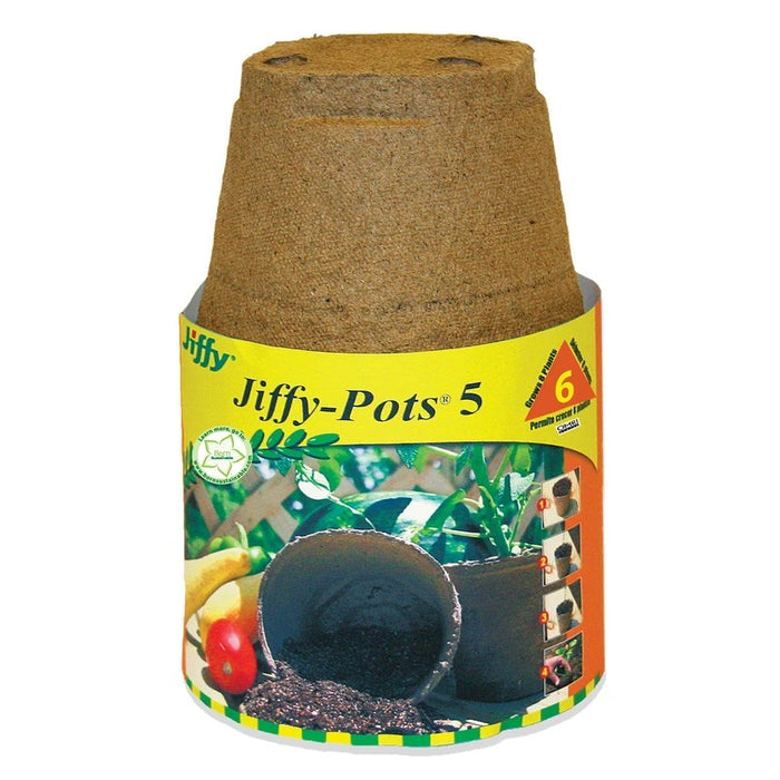 Jiffy 5" Round Biodegradable Peat Pots, 6 Pack