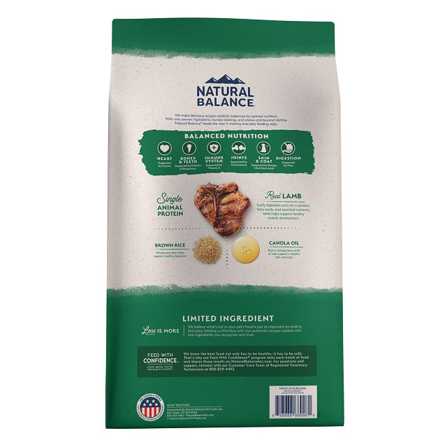 Natural Balance Limited Ingredient Lamb & Brown Rice Recipe Dog Food