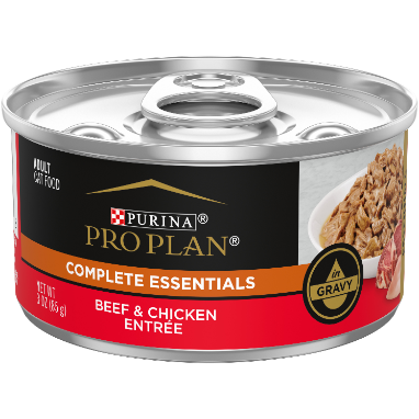 Purina Pro Plan Complete Essentials Adult Beef & Chicken in Gravy Entree Canned Cat Food