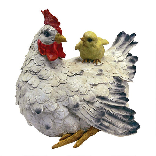 Barnyard Mother Hen and Baby Chick Statue