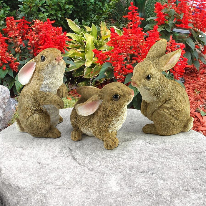 The Bunny Den, 3-Piece Garden Rabbit Statue Set