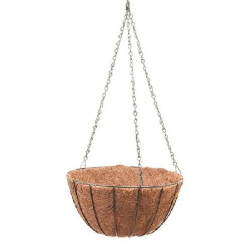 wire hanging planter baskets Growers Hanging Basket With Coco Liner, Green Steel, 14-In