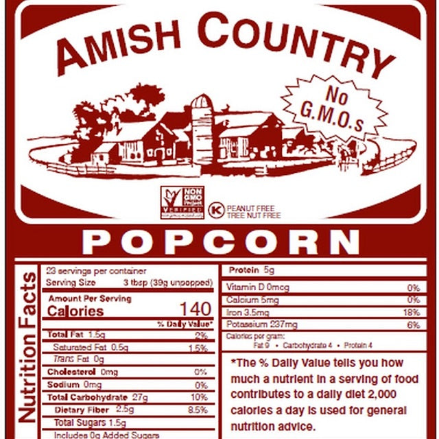 Amish Country All-Natural Popping Corn, Baby White
