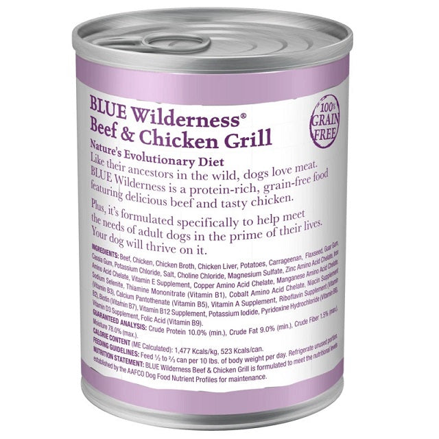 Blue Buffalo Wilderness Grain Free Beef & Chicken Canned Dog Food