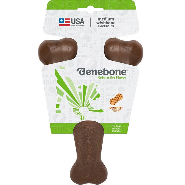 Benebone Wishbone Peanut Dog Chew, Medium