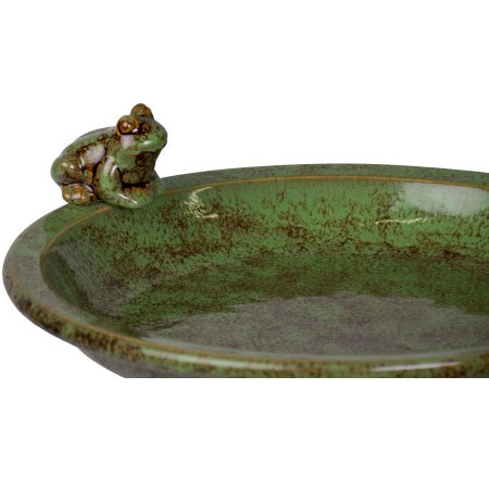 Birdbath, Ceramic with Frog Accent