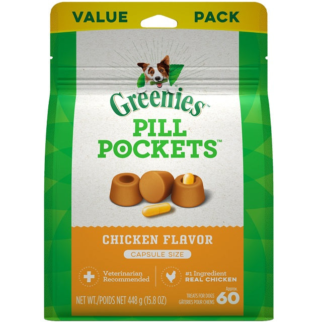 Greenies Pill Pockets Canine Chicken Flavor Dog Treats, Capsule Size