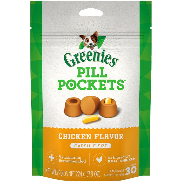 Greenies Pill Pockets Canine Chicken Flavor Dog Treats, Capsule Size