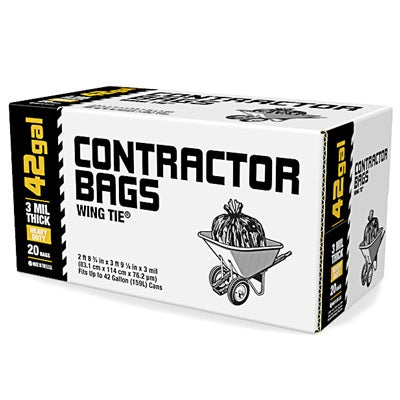 Contractor's Choice Contractor 42-Gallons Black Outdoor Plastic Construction  Flap Tie Trash Bag (50-Count) in the Trash Bags department at Lowes.com