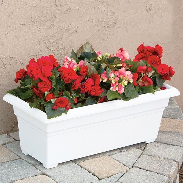 30 plastic planter Countryside Flowerbox - White