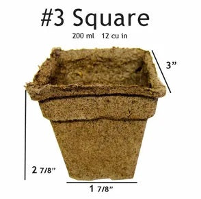 CowPots Biodegradable Seed Starting Pots, 3" Square 12-Pack