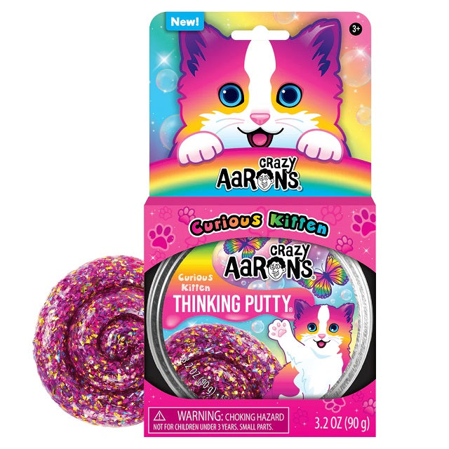 Crazy Aarons Putty Pets Thinking Putty, Curious Kitten 4" Tin