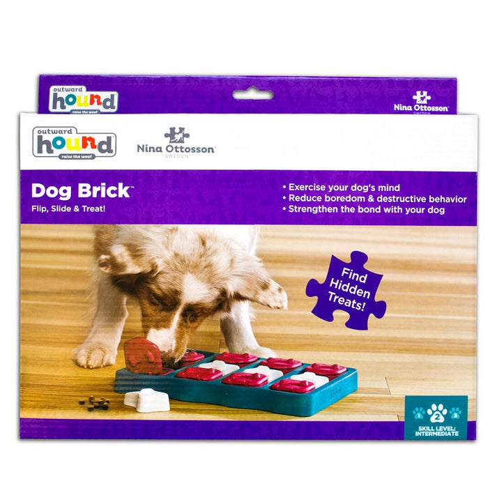 Nina Ottosson Brick Interactive Dog Treat Puzzle Toy, Level 2