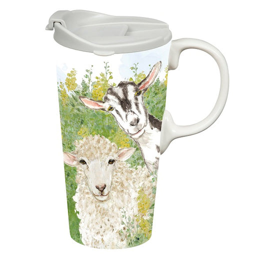 Ceramic Travel Mug with Gift Box, Sheep & Goat