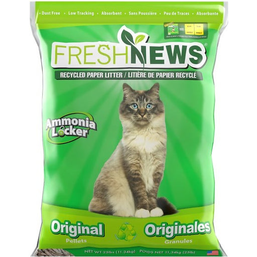 Fresh News Non-Clumping Recycled Paper Pellet Cat Litter 25-lbs