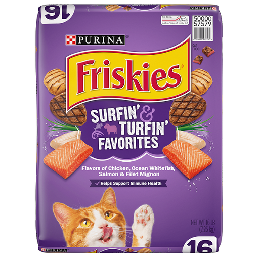 Friskies Surfin and Turfin Favorites Dry Cat Food 16-lbs