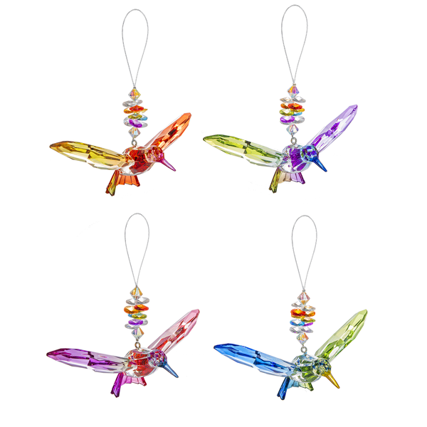 Crystal Expressions 5.25" Rainbow Hummingbird Ornament, Assorted Colors