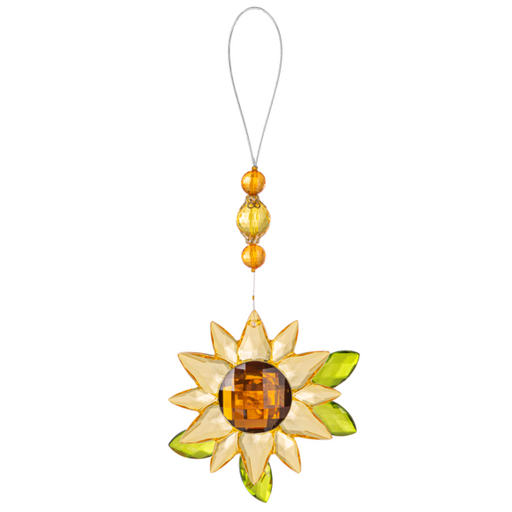 Crystal Expressions Beaded Sunflower Pendant with Leaves Ornament