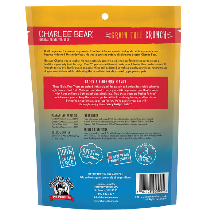 Charlee Bear Grain-Free Crunch Bacon & Blueberry Flavor Natural Dog Treat