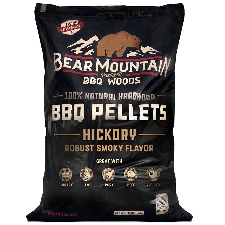 Bear Mountain Hickory BBQ Wood Pellets, 20-lbs
