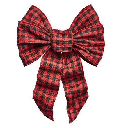 Holiday Trim 7-Loop Buffalo Plaid Deluxe Wired Bow