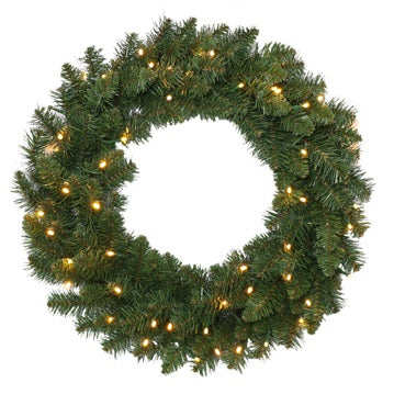 Holiday Wonderland 24" Pre-Lit Artificial Wreath with Warm White Lights