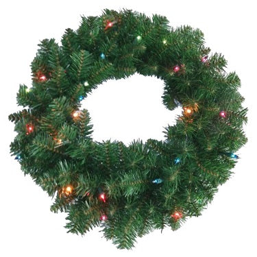 Holiday Wonderland 24" Pre-Lit Artificial Wreath with Multi-Color Lights