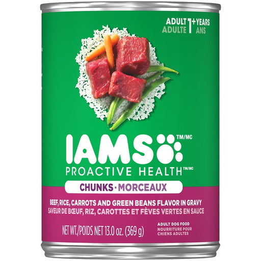 Iams ProActive Health Chunks in Gravy Beef, Rice, Carrots & Green Beans Flavor Adult Dog Food