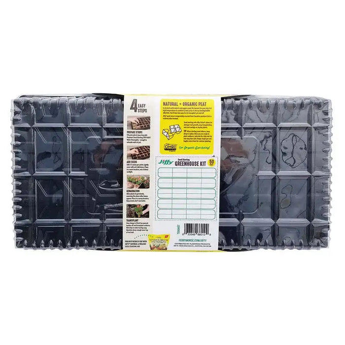 Jiffy Seed Starting Greenhouse Kit with 50 Biodegradable Peat Strip Cells