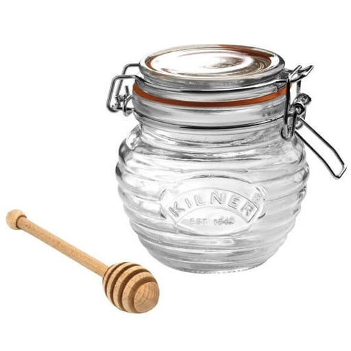 The Kilner® Glass Honey Pot Set with Beechwood Dipper