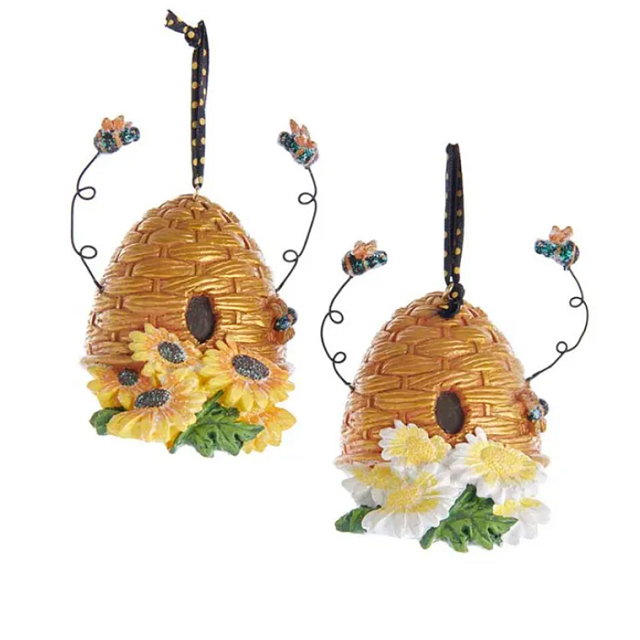 Bee Hive with Sunflowers Ornament, Assorted