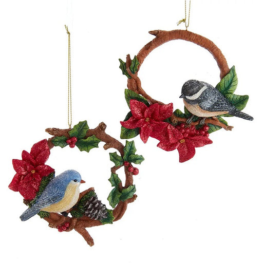Chickadee or Bluebird Wreath Ornament, Assorted