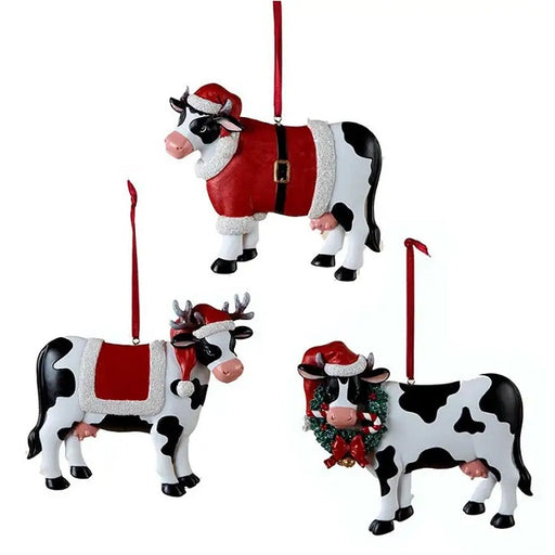 Christmas Cow Ornament, Assorted