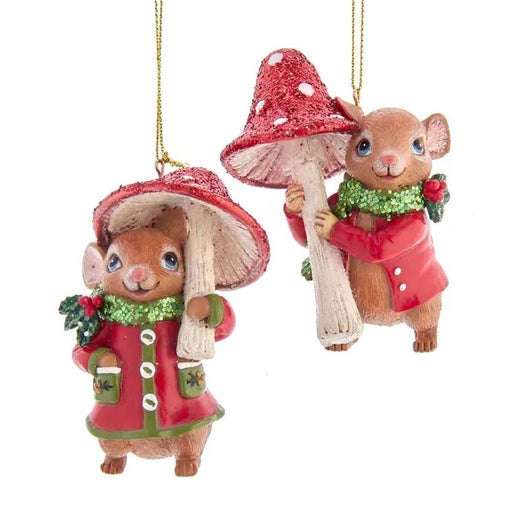 Christmas Mouse with Mushroom Ornament, Assorted