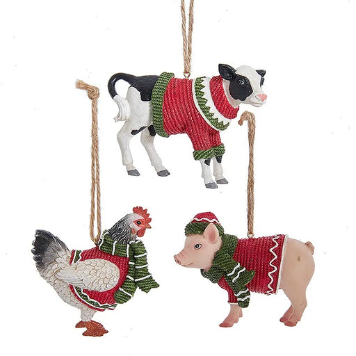 Farm Animal in Sweater Ornament, Assorted