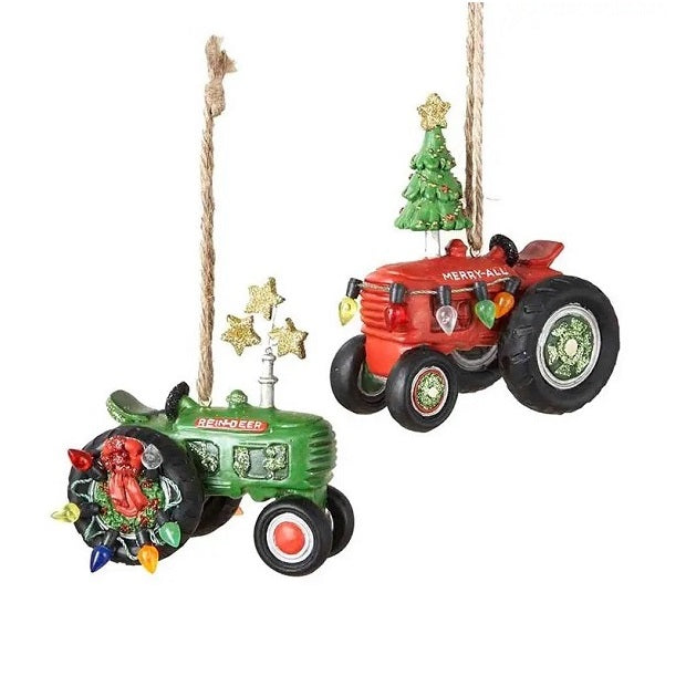 Christmas Tractor Ornament, Assorted