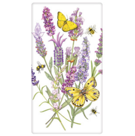 Lavender Butterfly Bagged Flour Sack Towel