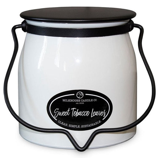 Milkhouse Creamery Collection Soy Candle: Sweet Tobacco Leaves, 16-oz. Butter Jar