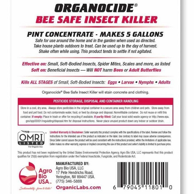 garden safe garden insect killer ingredients Organocide Mbt222016 16 oz Bee Safe Insect Killer