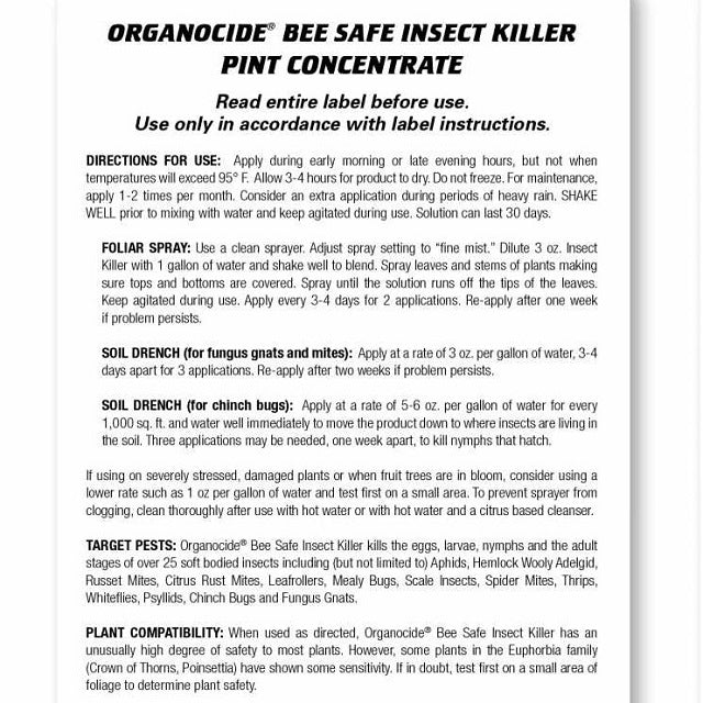 Organocide Bee Safe Insect Killer 16 oz. Concentrate