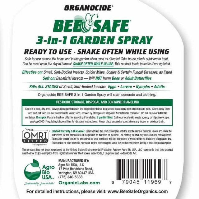 Organocide Bee Safe Organic 3-in-1 Garden Spray 24 oz. Ready to Use