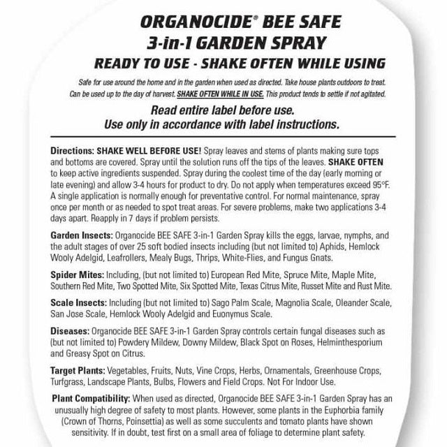 Organocide Bee Safe Organic 3-in-1 Garden Spray 24 oz. Ready to Use